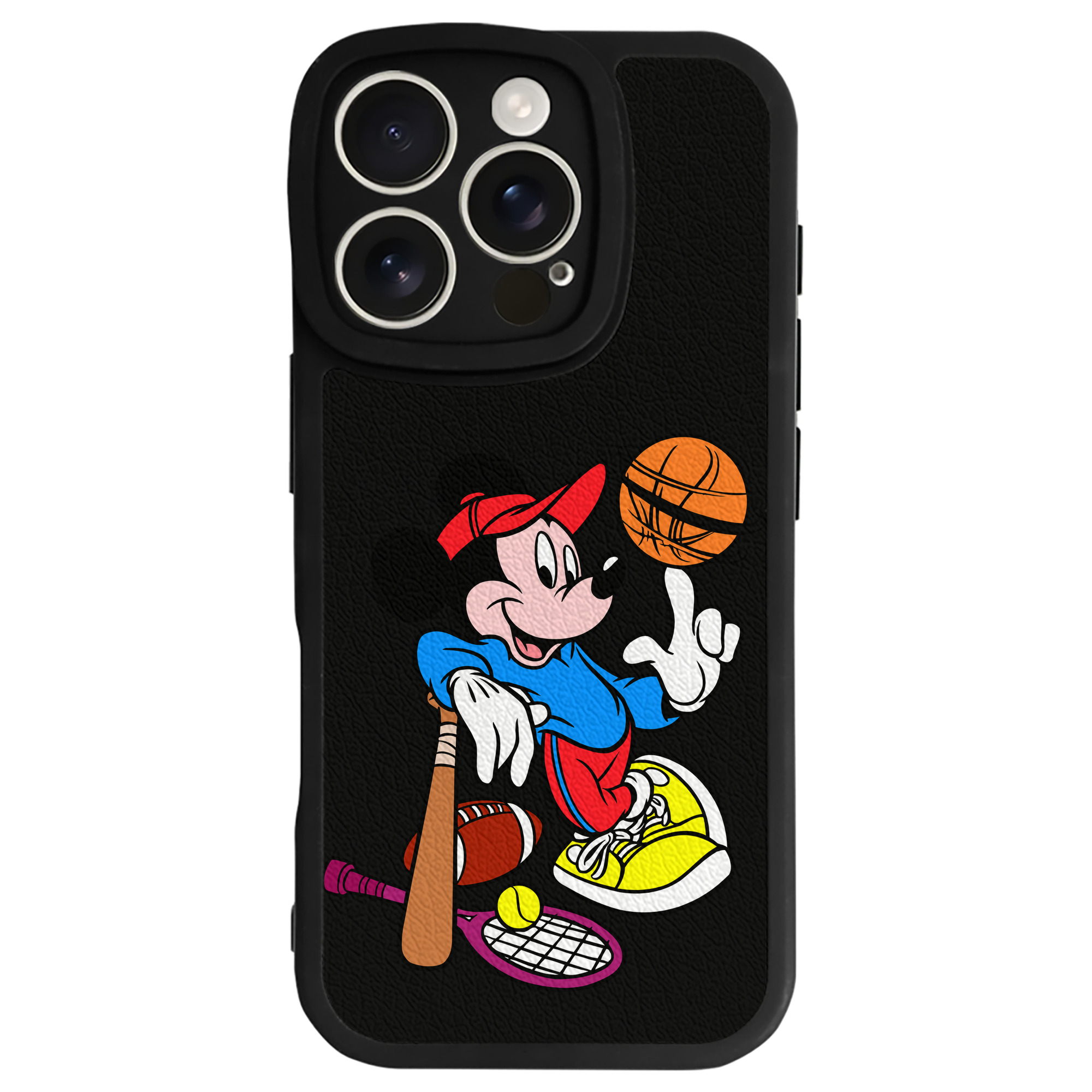 （画像用） ミッキーマウス Mickey Mouse 【iPhone 16シリーズ対応】シリコンスマホケース（レザー調） 材質：シリコン